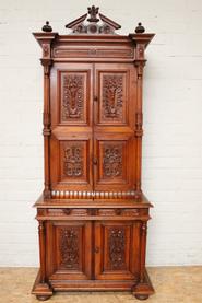 Special walnut Henri II cabinet from a doctor with sliding vanity inside 19 th century