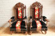 pair of oak hunt arm chairs 19th century