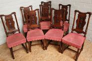 Special set of 8 walnut Henri II chairs 19th century