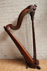 Exceptional mahogany gothic harp 19th century (need repairs)