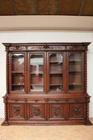 Oak 8 doors hunt bookcase 19th century