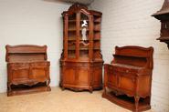 quality, oak bombay Louis XV cabinet + matching pair servers  + table  19th century