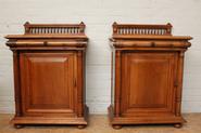 Pair solid walnut Henri II servers signed by the maker 19th century