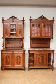Quality pair of walnut Louis XVI cabinets circa 1900