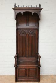 Oak gothic narrow hall bench 19th century