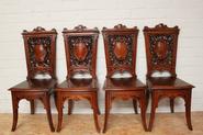 Set of 4 walnut renaissance chairs 19th century