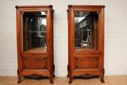 Pair walnut Louis XV display cabinets 19th century
