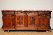 Exceptional walnut Henri II sideboard with marble 19th century