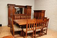 Exceptional 13pc walnut renaissance dinning set with marble inlay 19th century