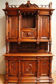 Monumental walnut Gothic cabinet 19th century