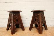 Pair oak renaissance pedestals/benches 19th century