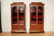 Pair marqueterie display cabinet with bronze 19th century