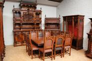 14 pc. High Quality Monumental walnut Gothic dining room 19th century
