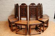 Set of 8 walnut renaissance chairs signed by P. CABARET 19th century
