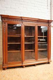3 door solid walnut bookcase/display cabinet 19th century
