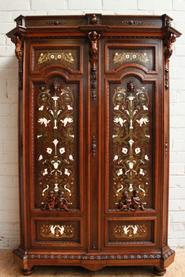 Special Rosewood cabinet with angels-mother of pearl -ivory and cuper inlay 19th century