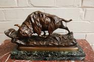 Bronze Bufalo statue signed by A Morgastian 19th century