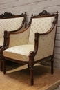 Louis XVI style Sofa set in Walnut, France 19th century