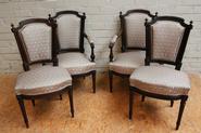 Pair rooswood Louis XVI arm chairs and chairs 19th century
