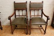 pair walnut Henri II arm chairs, 19th century