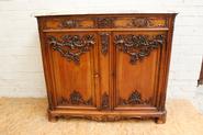 Exceptional walnut Louis XV cabinet with marble top 19th century