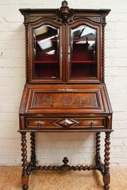 Walnut secretary / display cabinet 19th century