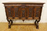 Special model walnut Henri II server with marble 19th century