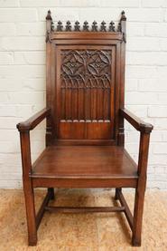 Walnut Gothic arm chair 19th century