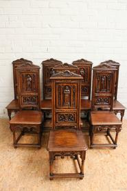 Set of 8 walnut renaissance chairs 19th C.