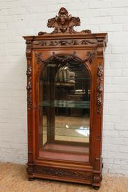 Walnut Henri II display cabinet 1880