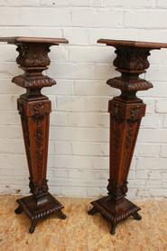 Pair of oak regency style pedestals 19th century