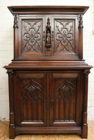 Oak Gothic cabinet 19th c.
