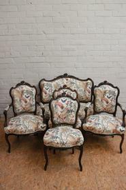 19th century 5 Pc. walnut Louis XV sofa set