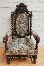 Oak Hunt arm chair 19th century (need new upholstry)