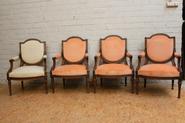 Set of 4 walnut louis XVI arm chairs 19th century 