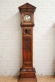 Walnut renaissance/gothic grandfather clock 19th century