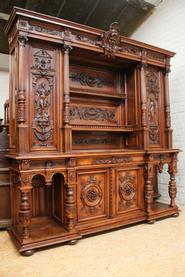 Exceptional walnut monumental renaissance cabinet 19th C.