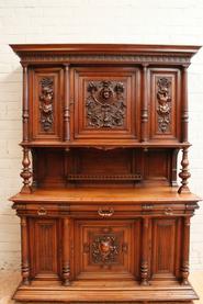 Nice quality solid walnut Henri II 6 doors cabinet 19th century