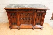 Walnut gothic sideboard with marble top 19th century