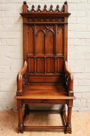 Walnut Gothic arm chair 19th C.