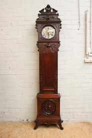 Oak hunt grandfather clock 19th century