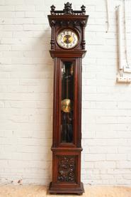 Henri II grandfather clock in walnut 19th century
