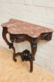 Walnut Louis XV console with marble 19th century