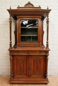 Exceptional quality walnut Henri II display cabinet 19th century
