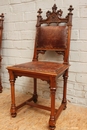 Gothic style Chairs & table in Walnut, France 19th century