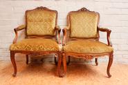 Pair walnut Louis XV armchairs