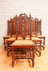 6 oak hunt chairs 19th century.