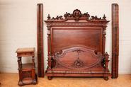 Walnut Regency style bed and nightstand 19th century