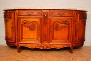 Cherry wood bombe Louis XV sideboard with marble top circa 1920
