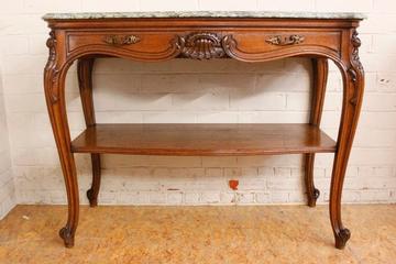 Oak Louis XV console/server with marble top 19th century.